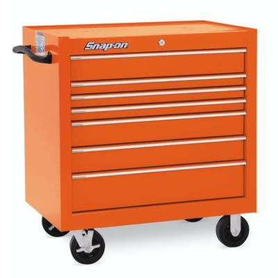 Servante de 36 po à sept tiroirs de la série Classic orange électrique 