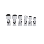 Jeu de 6 douilles articulé peu profondes à prise 1/4 po et 6 pans métriques Flank Drive®