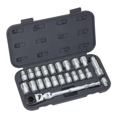 Coffret 22 douilles traversantes et cliquet 3/8